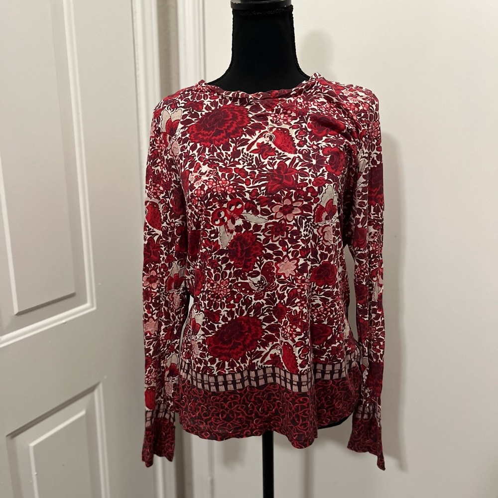 Tory Burch Red Floral Blouse